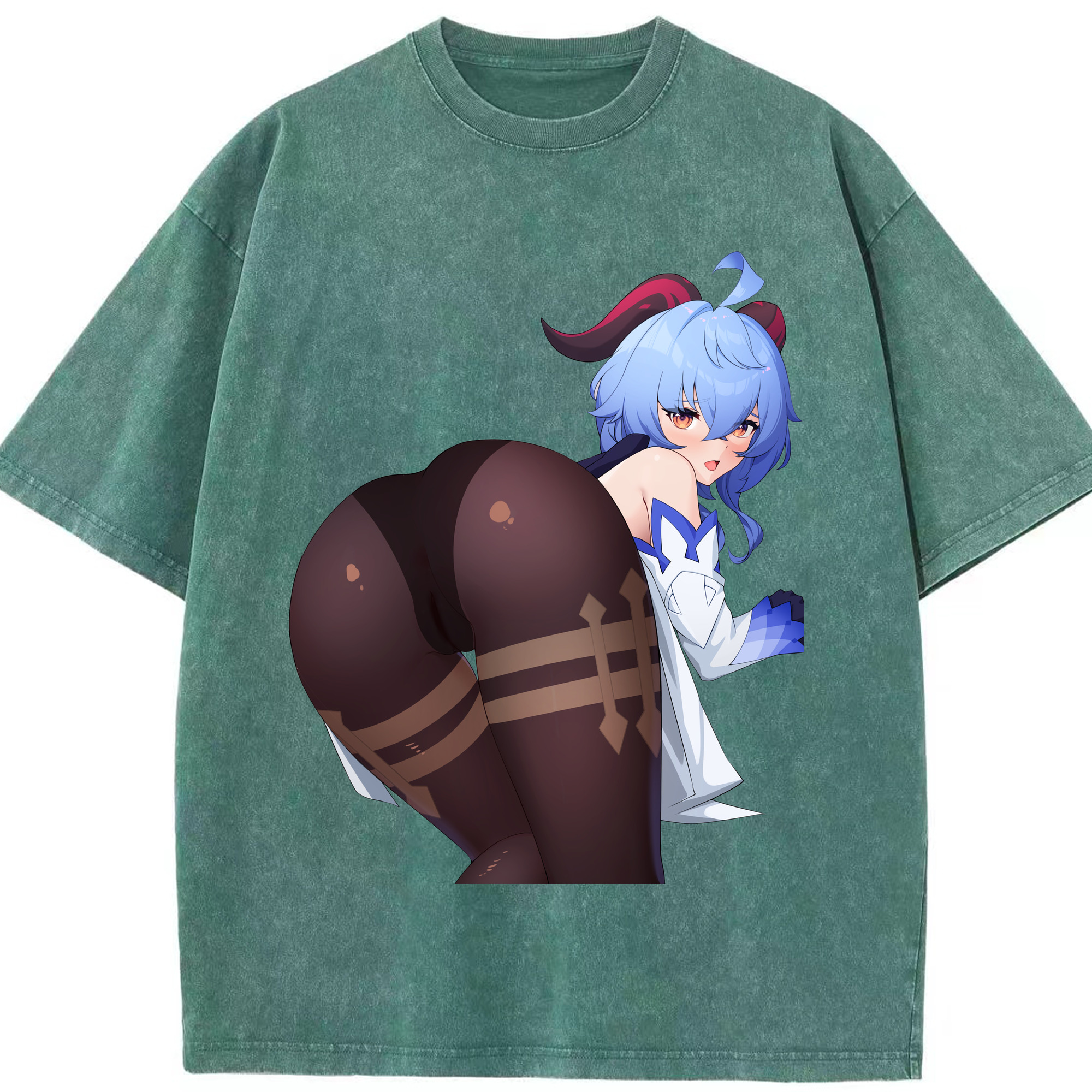 げんし神 甘雨 かんう genshin Ganyu 綿100% ヴィンテージ風 半袖Tシャツ（フロントプリント）